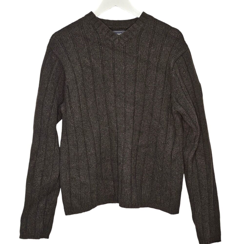 Vintage Abercrombie & Fitch 90's Green Wool Fisherman Cable Knit Sweater Size XL